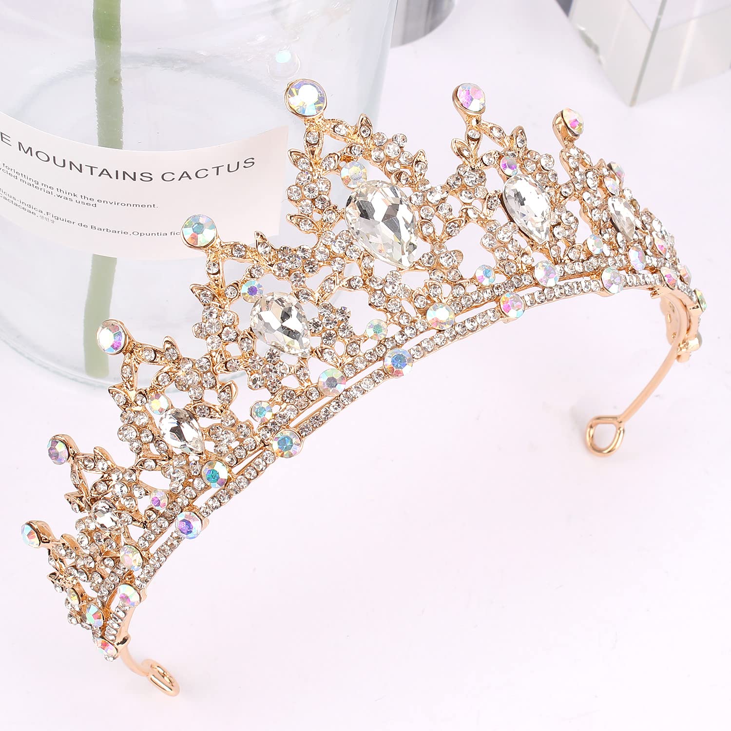 CHUNTIAN Tiaras for Girls AB Silver Crown Crystal Princess Crown Headband Birthday Queen Rhinestone Shiny Tiara for Women Princess Decoration Quinceanera Crown for Wedding Party Prom Halloween